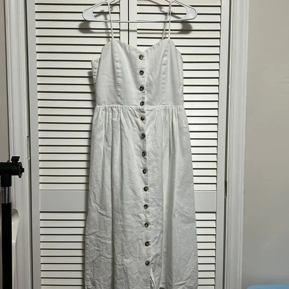 H&M | Dresses | Hm Linen White Dress Size 6 | Poshmark